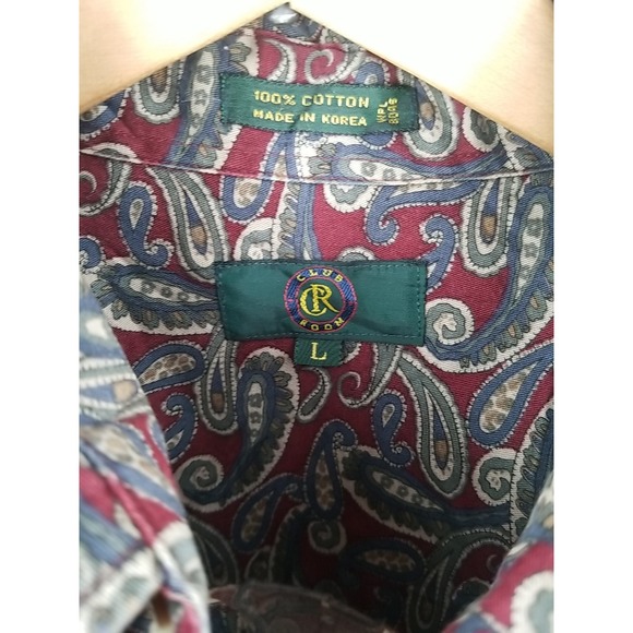 Club Room Mens Long Sleeve L Large Button Up Shirt Paisley - Picture 4 of 5